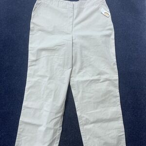 Talbots Pants Womens 16 Beige Khaki Chino Straight Leg Stretch Cotton Side Tabs
